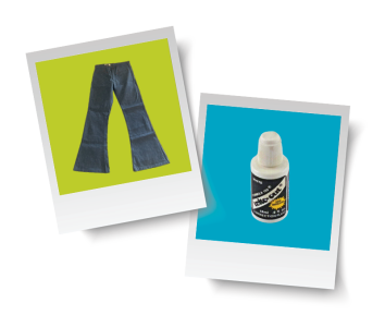 Polaroids of bell bottoms and Wite-Out